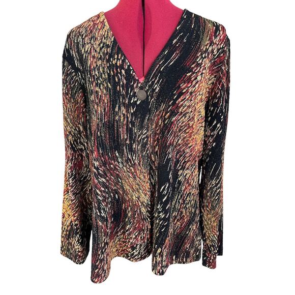 Coldwater Creek‎ Size XL Vintage Y2K Artsy One Button Fire Cardigan Blouse - Picture 1 of 8